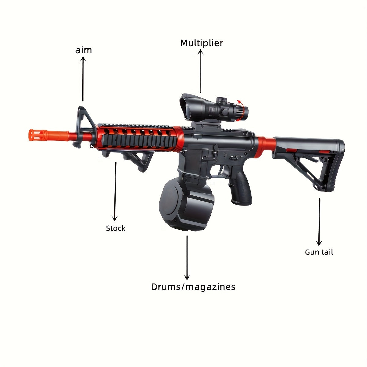 Pistolet à balle électrique, pistolet à balle à haute performance, jouet cool rechargeable pour activités en extérieur, jeu de tir, cadeaux de fête. Cadeaux de Noël et de Nouvel An.