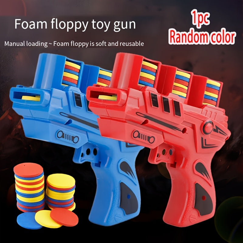 Jouet pistolet à douille souple pour les enfants de 3 ans et plus, jouet pistolet soucoupe volante à double tir doux, adapté aux jeux intérieurs et extérieurs, idéal comme cadeau créatif pour des activités en groupe et divertissement familial