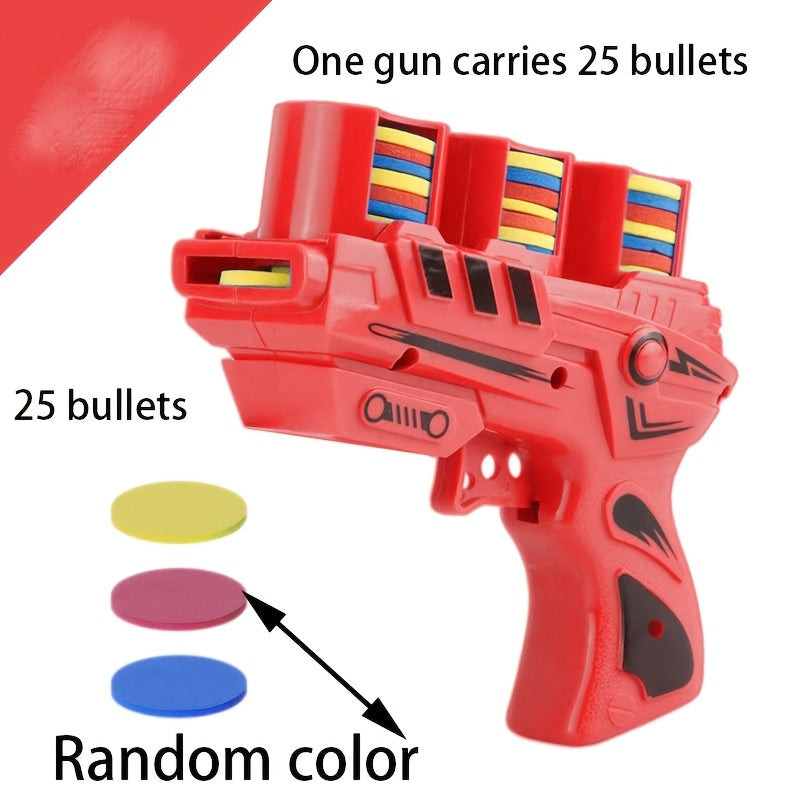 Jouet pistolet à douille souple pour les enfants de 3 ans et plus, jouet pistolet soucoupe volante à double tir doux, adapté aux jeux intérieurs et extérieurs, idéal comme cadeau créatif pour des activités en groupe et divertissement familial