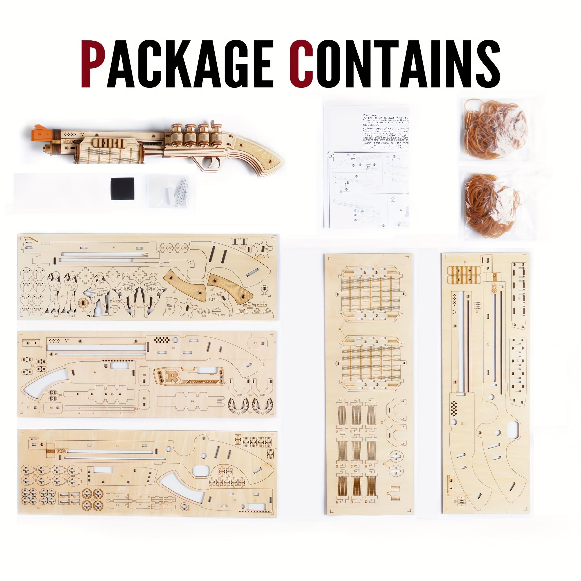 Kit de Construction de Modèle de Fusil En Bois 3D Avec Élastique, Pour Adultes, Jouet Pour Adultes, Puzzle En Bois Pour Enfants Et Adultes, Jouet Amusant Pour Hommes Et Femmes