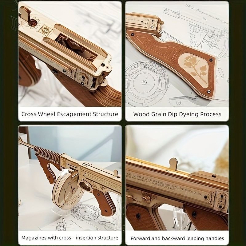 Kit de Modèle de Pistolet à Élastiques en Bois, Puzzle 3D DIY pour Adultes, Ensemble d'Assemblage, Cadeau Unique pour la Famille et les Amis, Idéal pour Noël et Pâques, Pistolet Jouet