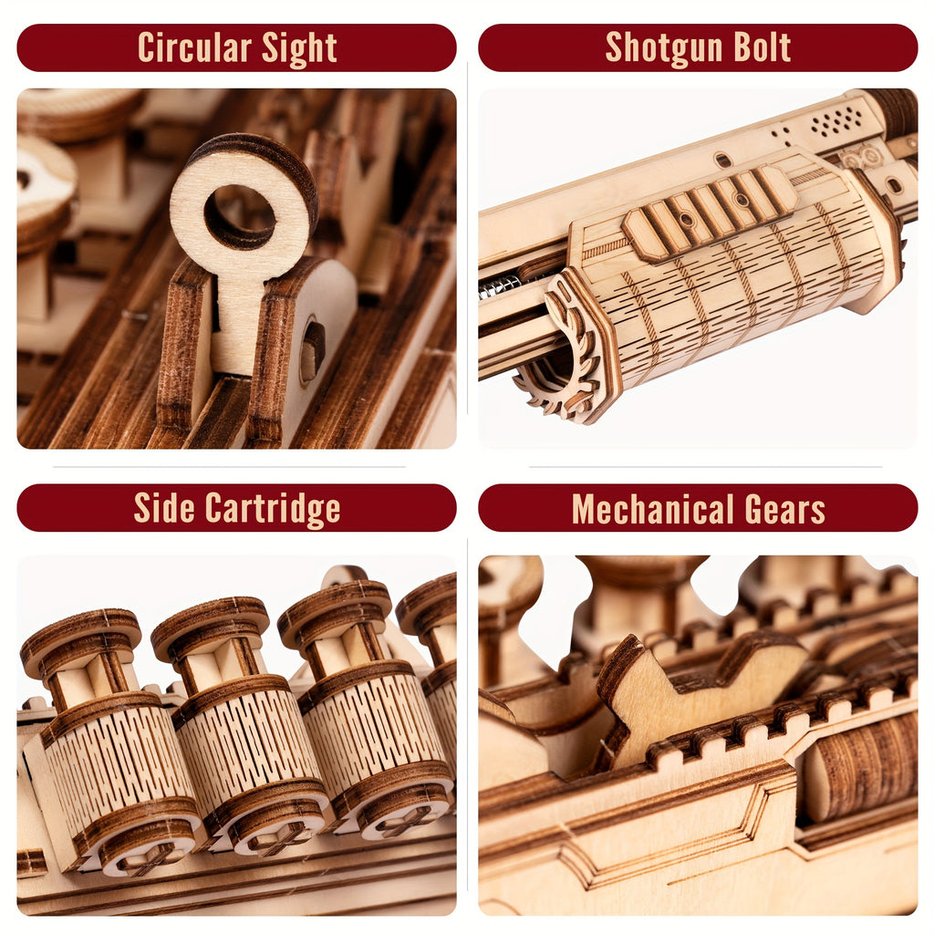Kit de Construction de Modèle de Fusil En Bois 3D Avec Élastique, Pour Adultes, Jouet Pour Adultes, Puzzle En Bois Pour Enfants Et Adultes, Jouet Amusant Pour Hommes Et Femmes