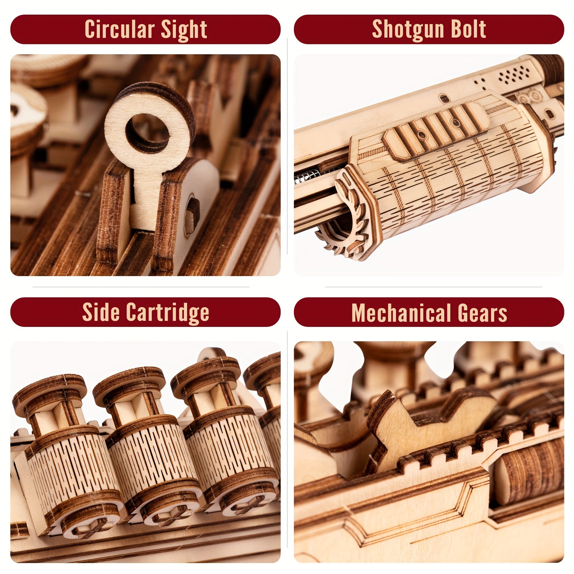 Kit de Construction de Modèle de Fusil En Bois 3D Avec Élastique, Pour Adultes, Jouet Pour Adultes, Puzzle En Bois Pour Enfants Et Adultes, Jouet Amusant Pour Hommes Et Femmes