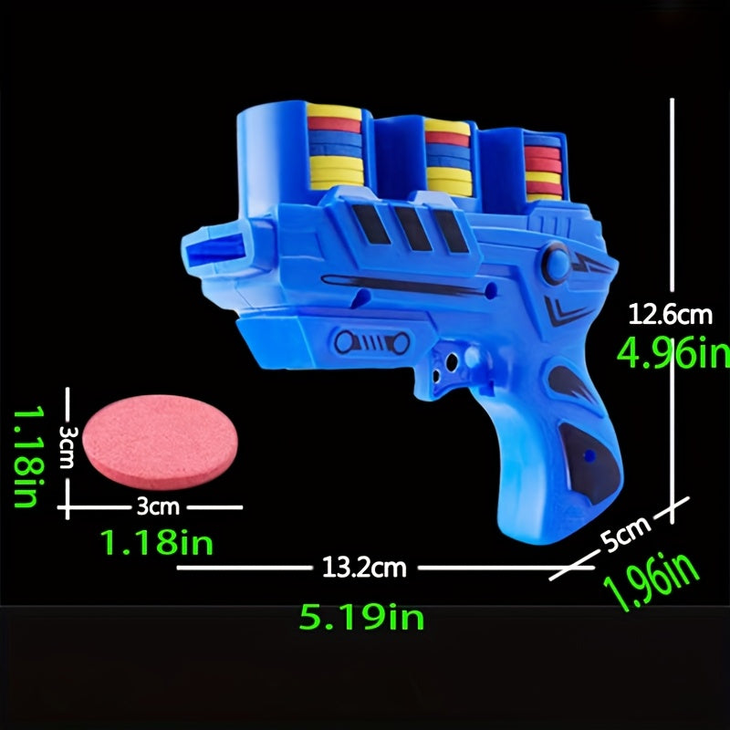 Jouet pistolet à douille souple pour les enfants de 3 ans et plus, jouet pistolet soucoupe volante à double tir doux, adapté aux jeux intérieurs et extérieurs, idéal comme cadeau créatif pour des activités en groupe et divertissement familial