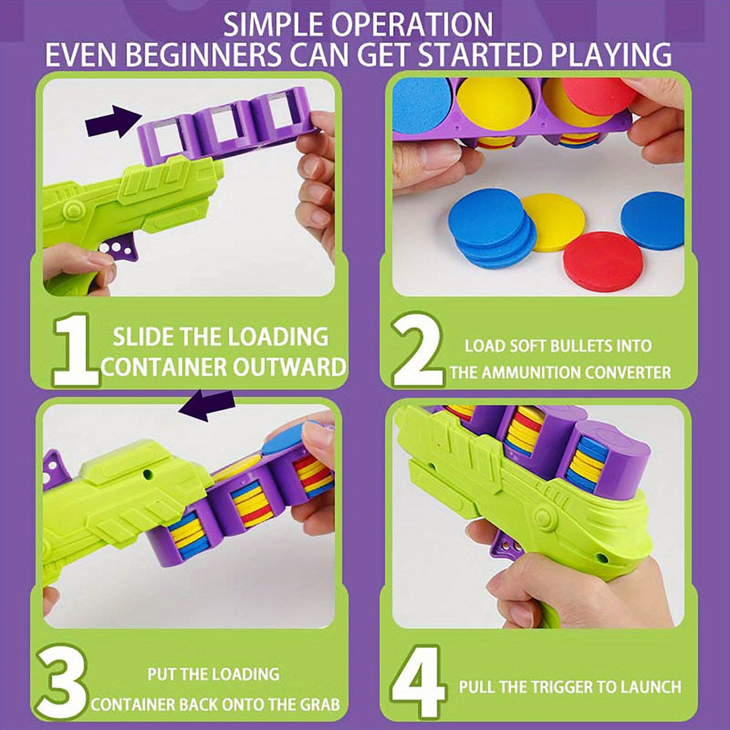 Jouet Lanceur de Balles Souples et Colorées pour Jeunes - Amusant Jeu d'Extérieur Interactif avec Tir à l'O.V.N.I., Conception en Plastique Vivante, Parfait pour le Renforcement des Liens Parents-Jeunes et les Jeux Actifs, Pistolet Jouet