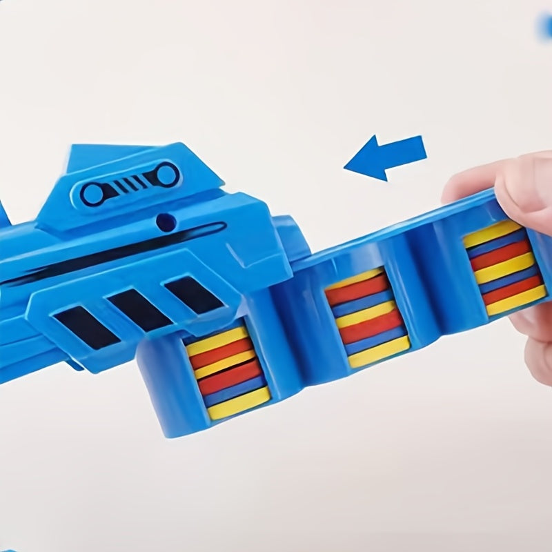 Jouet pistolet à douille souple pour les enfants de 3 ans et plus, jouet pistolet soucoupe volante à double tir doux, adapté aux jeux intérieurs et extérieurs, idéal comme cadeau créatif pour des activités en groupe et divertissement familial