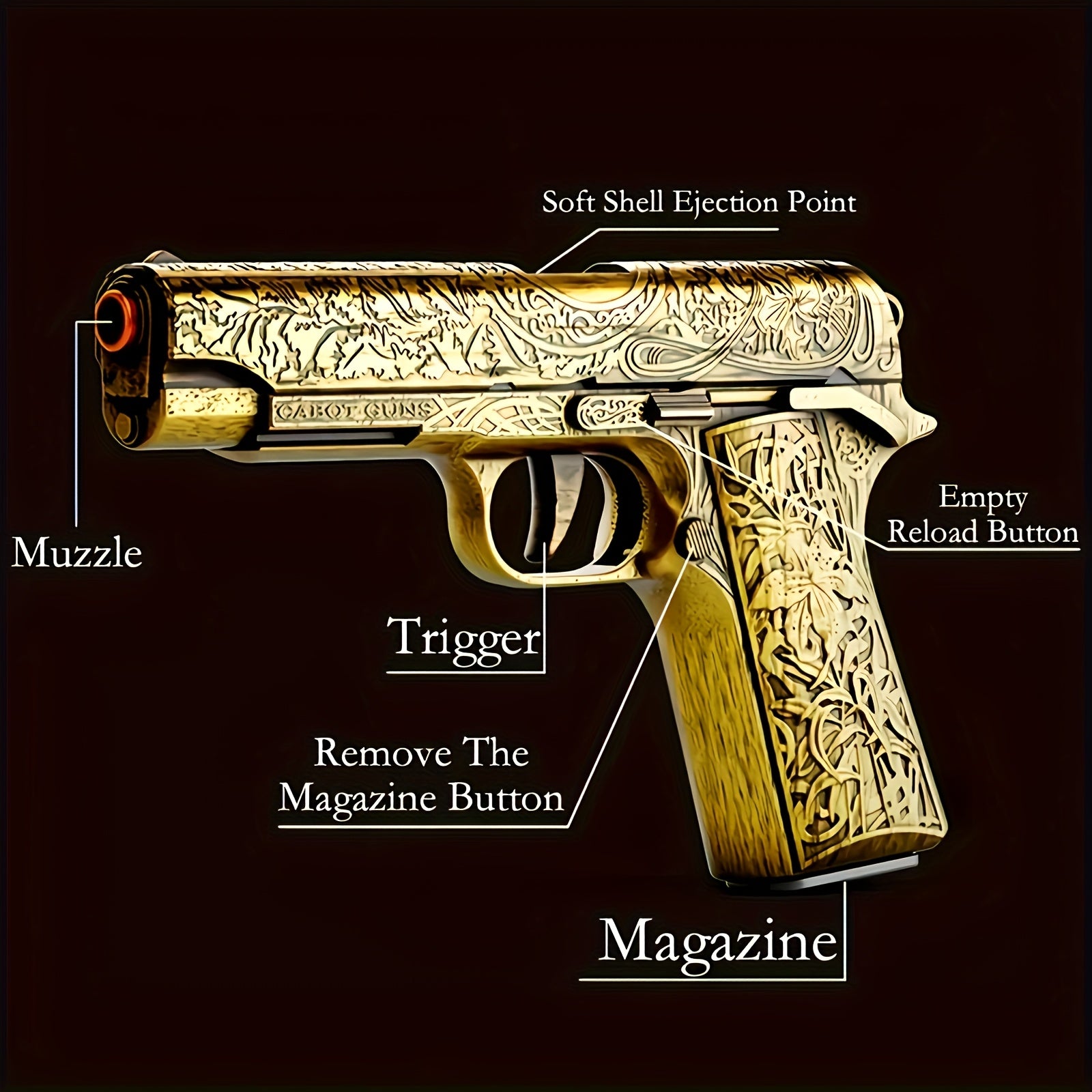Pistolet jouet à billes souples avec 100 balles, 12 douilles et 2 chargeurs, nouvelle arme à feu en jouet, machine suspendue creuse, blaster en mousse, jeu de tir en plein air.